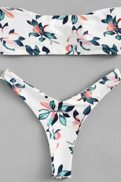 Y2K Aesthetic Knot Flower Print Bikini Set - Retro Style Swimwear for Women