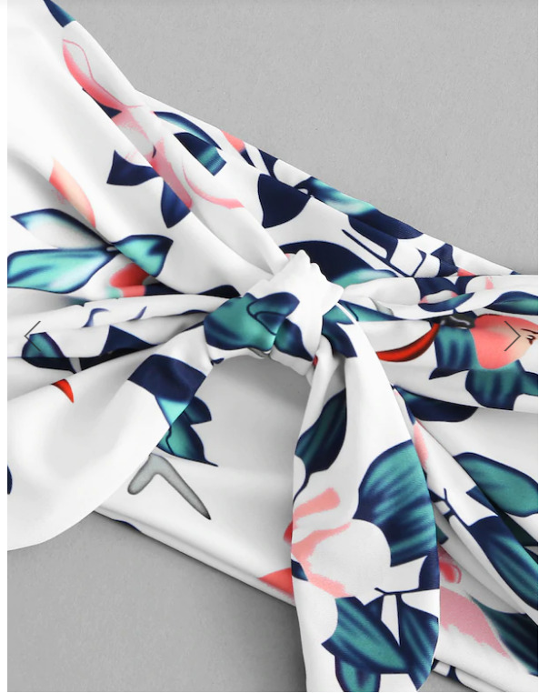 Y2K Aesthetic Knot Flower Print Bikini Set - Retro Style Swimwear for Women Y2K Aesthetic Knot Flower Print Bikini Set - Retro Style Swimwear for Women