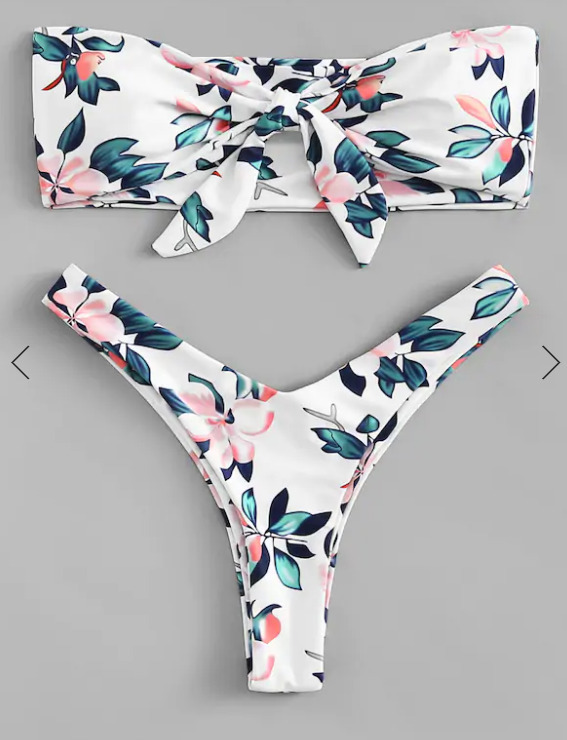 Y2K Aesthetic Knot Flower Print Bikini Set - Retro Style Swimwear for Women Y2K Aesthetic Knot Flower Print Bikini Set - Retro Style Swimwear for Women