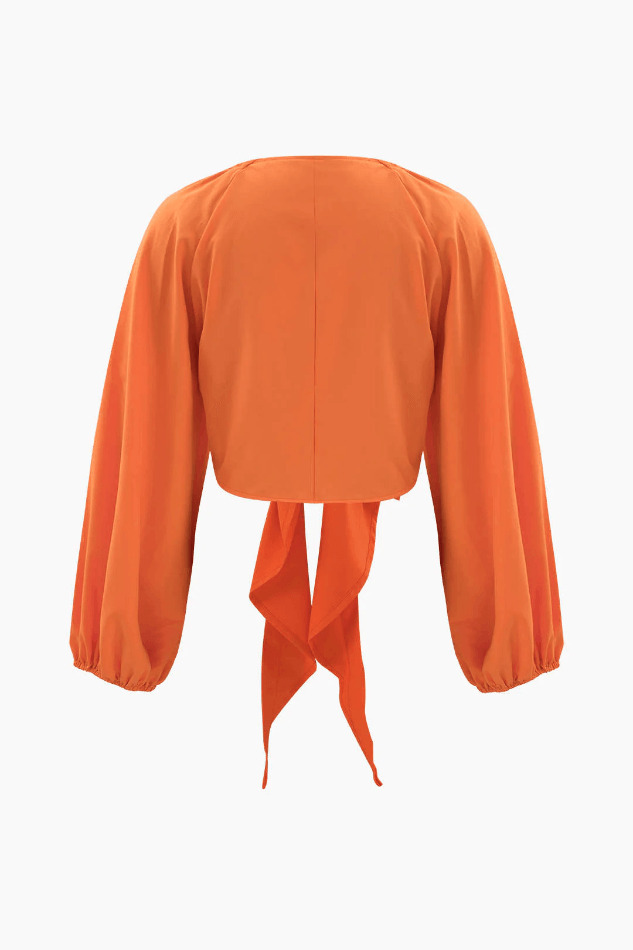 Y2K Aesthetic Knot Front Blouse with Leaves Print Wide Leg Pants Set