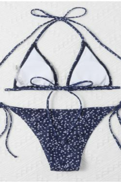 Y2K Aesthetic Lace-Up Backless Floral Bikini - Coquette Grunge Style for Women