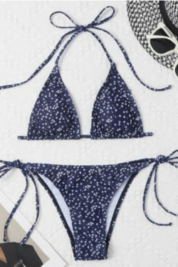 Y2K Aesthetic Lace-Up Backless Floral Bikini - Coquette Grunge Style for Women