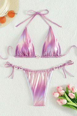 Y2K Aesthetic Lace-Up Bikini - Coquette Style Jewelry for Women's Fashion