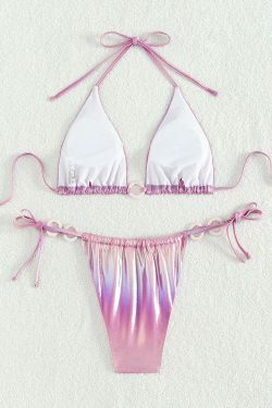 Y2K Aesthetic Lace-Up Bikini - Coquette Style Jewelry for Women's Fashion