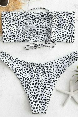 Y2K Aesthetic Lace-up Bikini Set with Pretty Back Detail - Women's Fashion