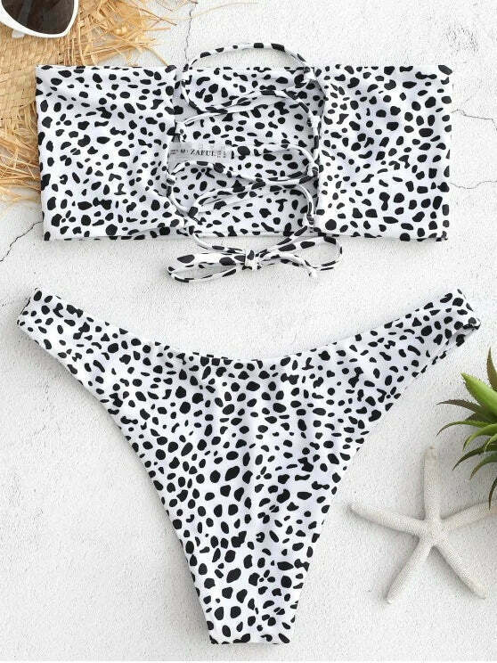 Y2K Aesthetic Lace-up Bikini Set with Pretty Back Detail - Women's Fashion Y2K Aesthetic Lace-up Bikini Set with Pretty Back Detail - Women's Fashion