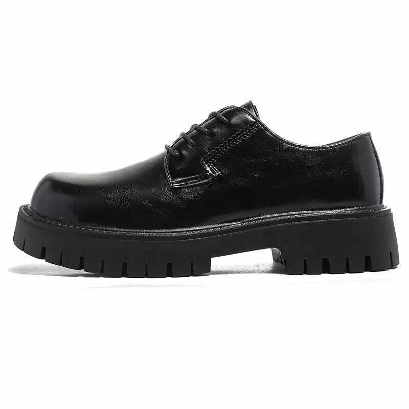 Y2K Aesthetic Lace-Up Chunky Sole Derby Shoes - Coquette Fashion with Grunge & Y2K Aesthetic Lace-Up Chunky Sole Derby Shoes - Coquette Fashion with Grunge &