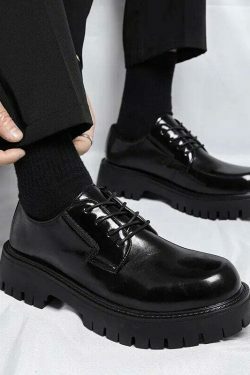 Y2K Aesthetic Lace-Up Chunky Sole Derby Shoes - Coquette Fashion with Grunge &