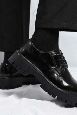 Y2K Aesthetic Lace-Up Chunky Sole Derby Shoes - Coquette Fashion with Grunge &