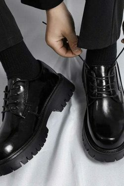 Y2K Aesthetic Lace-Up Chunky Sole Derby Shoes - Coquette Fashion with Grunge &