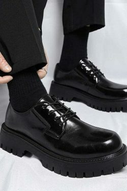 Y2K Aesthetic Lace-Up Chunky Sole Derby Shoes - Coquette Fashion with Grunge &