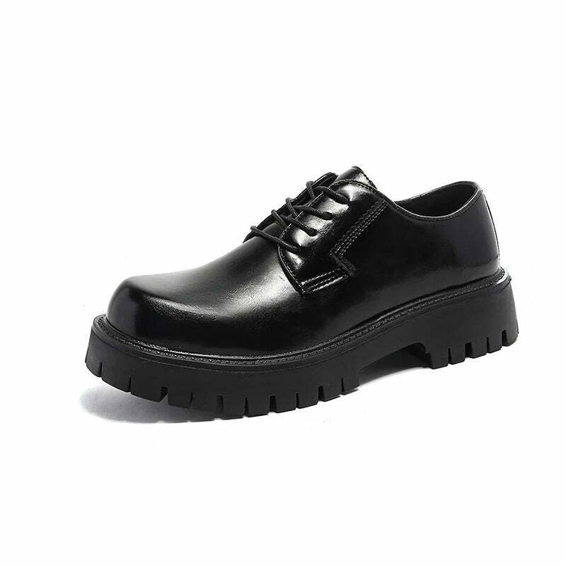 Y2K Aesthetic Lace-Up Chunky Sole Derby Shoes - Coquette Fashion with Grunge & Y2K Aesthetic Lace-Up Chunky Sole Derby Shoes - Coquette Fashion with Grunge &