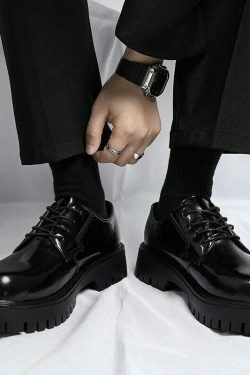 Y2K Aesthetic Lace-Up Chunky Sole Derby Shoes - Coquette Fashion with Grunge &