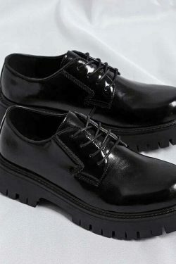 Y2K Aesthetic Lace-Up Chunky Sole Derby Shoes - Coquette Fashion with Grunge &