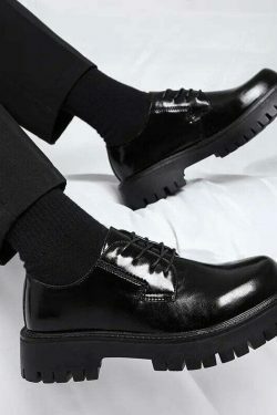 Y2K Aesthetic Lace-Up Chunky Sole Derby Shoes - Coquette Fashion with Grunge &