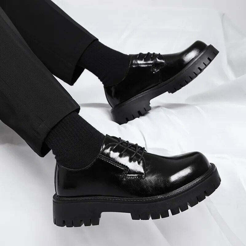 Y2K Aesthetic Lace-Up Chunky Sole Derby Shoes - Coquette Fashion with Grunge & Y2K Aesthetic Lace-Up Chunky Sole Derby Shoes - Coquette Fashion with Grunge &