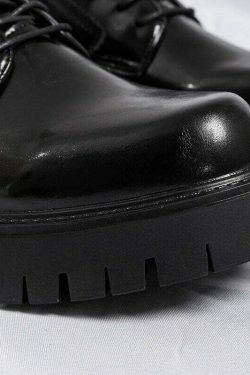 Y2K Aesthetic Lace-Up Chunky Sole Derby Shoes - Coquette Fashion with Grunge &