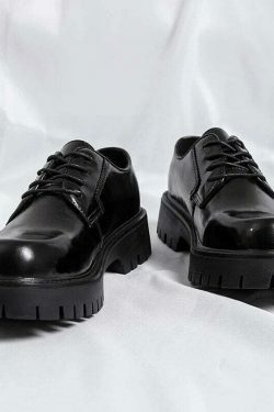 Y2K Aesthetic Lace-Up Chunky Sole Derby Shoes - Coquette Fashion with Grunge &