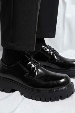 Y2K Aesthetic Lace-Up Chunky Sole Derby Shoes - Coquette Fashion with Grunge &