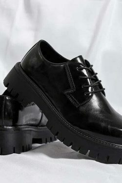 Y2K Aesthetic Lace-Up Chunky Sole Derby Shoes - Coquette Fashion with Grunge &