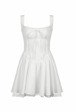 Y2K Aesthetic Lace Panel Pleated Dress for Women - Coquette & Grunge Style Fashion Statement