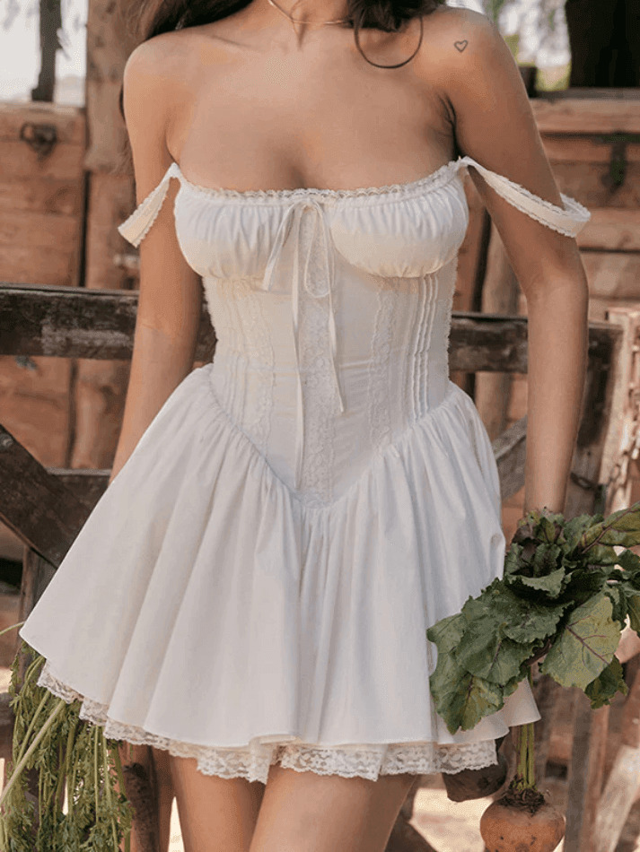 Y2K Aesthetic Lace Panel Pleated Dress for Women - Coquette & Grunge Style Fashion Statement Y2K Aesthetic Lace Panel Pleated Dress for Women - Coquette & Grunge Style Fashion Statement