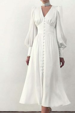 Y2K Aesthetic Lantern Sleeves Satin Dress for Women - Coquette & Grunge Style Fashion