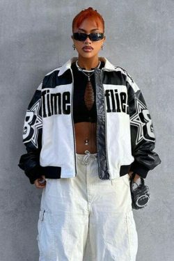 Y2K Aesthetic Lapel PU Leather Jacket for Women - Coquette Grunge Style Fashion