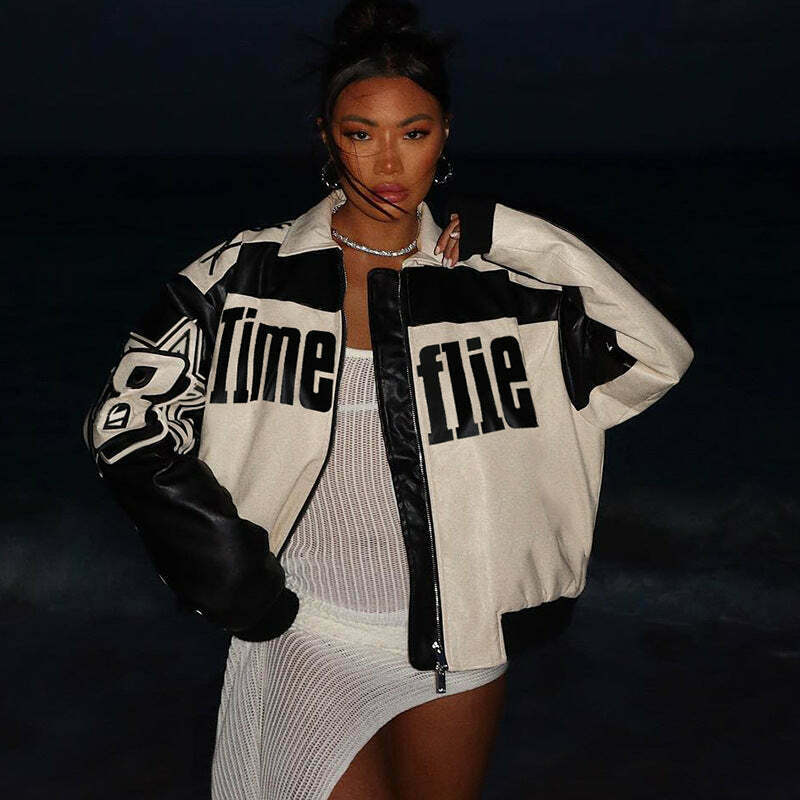 Y2K Aesthetic Lapel PU Leather Jacket for Women - Coquette Grunge Style Fashion