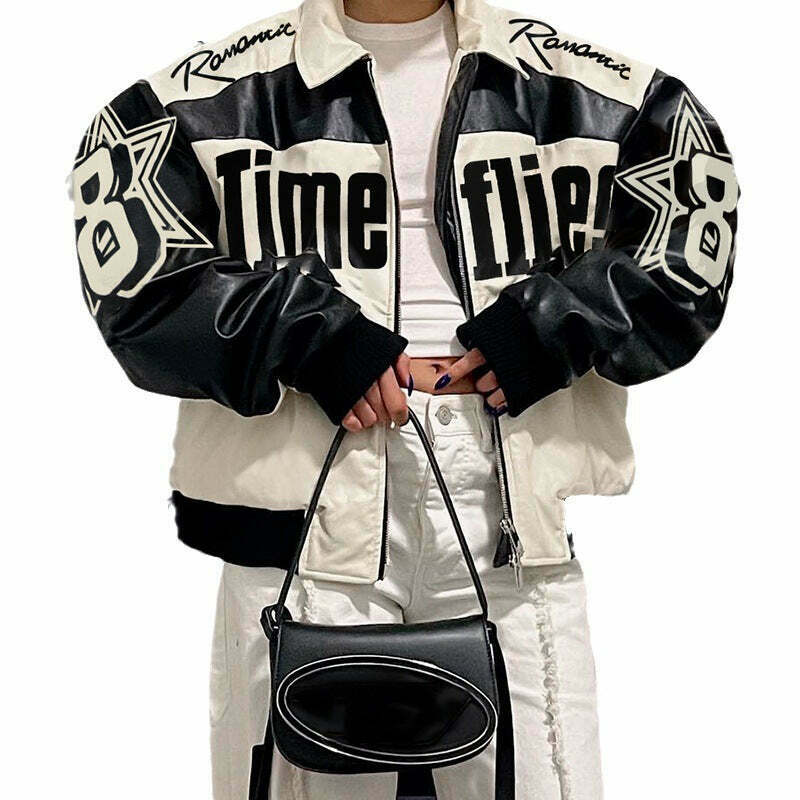 Y2K Aesthetic Lapel PU Leather Jacket for Women - Coquette Grunge Style Fashion