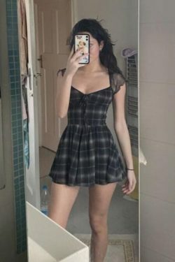 Y2K Aesthetic Lattice Mini Dress - Coquette Grunge Fashion, Pastel Goth Vibes