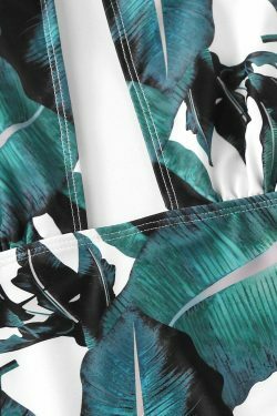 Y2K Aesthetic Leaf Backless Spaghetti Straps Swimsuit for Women - Coquette & Grunge Fashion