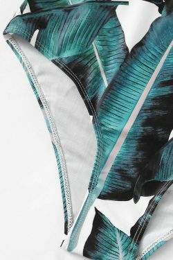 Y2K Aesthetic Leaf Backless Spaghetti Straps Swimsuit for Women - Coquette & Grunge Fashion