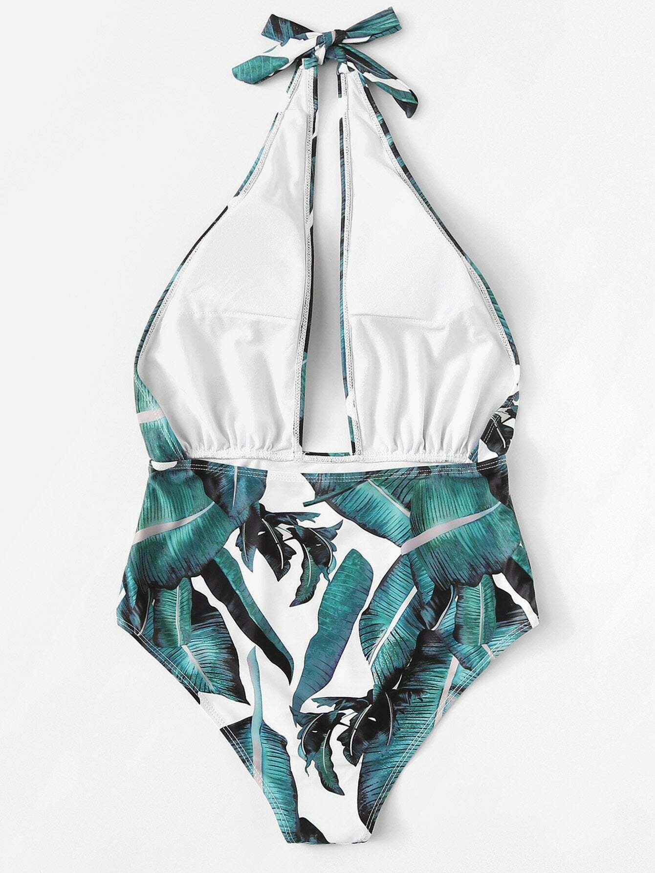 Y2K Aesthetic Leaf Backless Spaghetti Straps Swimsuit for Women - Coquette & Grunge Fashion Y2K Aesthetic Leaf Backless Spaghetti Straps Swimsuit for Women - Coquette & Grunge Fashion