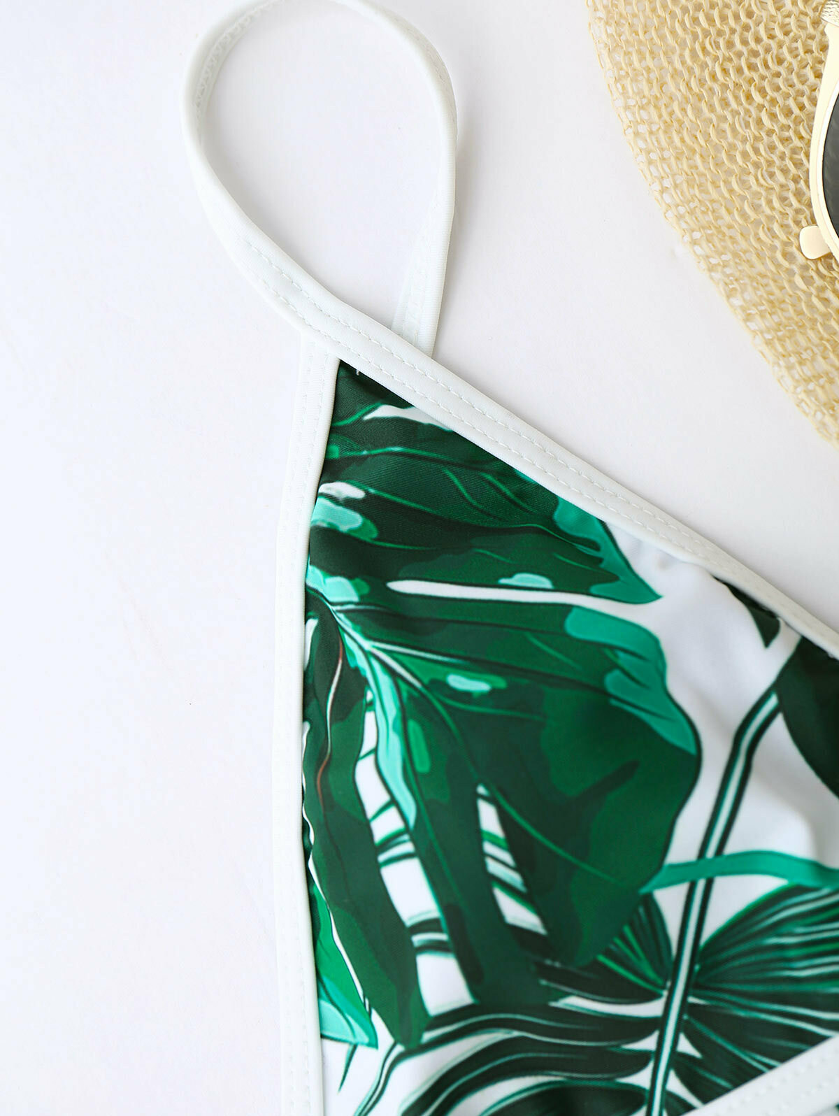 Y2K Aesthetic Leaf High Cut Cami Print Bikini for Niche Women Fashion Y2K Aesthetic Leaf High Cut Cami Print Bikini for Niche Women Fashion