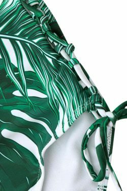 Y2K Aesthetic Leaf High Cut Cami Print Bikini for Niche Women Fashion