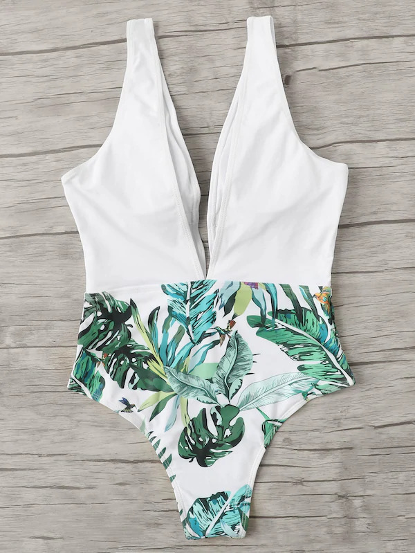 Y2K Aesthetic Leaf Print Swimsuit for Women - Coquette Style Grunge Fashion Y2K Aesthetic Leaf Print Swimsuit for Women - Coquette Style Grunge Fashion