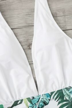 Y2K Aesthetic Leaf Print Swimsuit for Women - Coquette Style Grunge Fashion