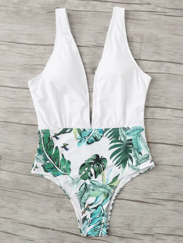 Y2K Aesthetic Leaf Print Swimsuit for Women - Coquette Style Grunge Fashion Y2K Aesthetic Leaf Print Swimsuit for Women - Coquette Style Grunge Fashion