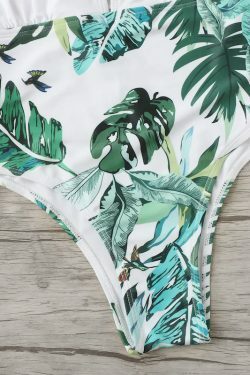 Y2K Aesthetic Leaf Print Swimsuit for Women - Coquette Style Grunge Fashion