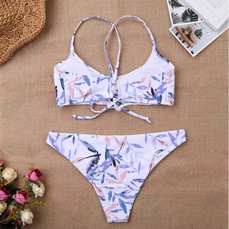 Y2K Aesthetic Leaf Spaghetti Straps Bikini Set for Women - Coquette & Grunge Style Fashion Y2K Aesthetic Leaf Spaghetti Straps Bikini Set for Women - Coquette & Grunge Style Fashion