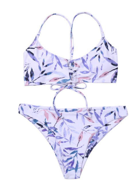 Y2K Aesthetic Leaf Spaghetti Straps Bikini Set for Women - Coquette & Grunge Style Fashion Y2K Aesthetic Leaf Spaghetti Straps Bikini Set for Women - Coquette & Grunge Style Fashion