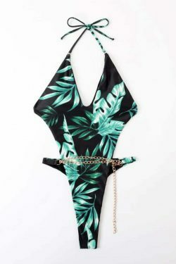 Y2K Aesthetic Leaf Swimsuit - Women's One-Piece Bikini for Niche Fashion