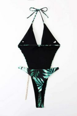 Y2K Aesthetic Leaf Swimsuit - Women's One-Piece Bikini for Niche Fashion