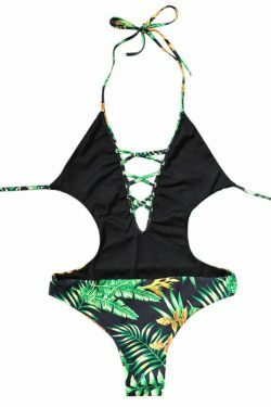 Y2K Aesthetic Leaf Thong Swimsuit
