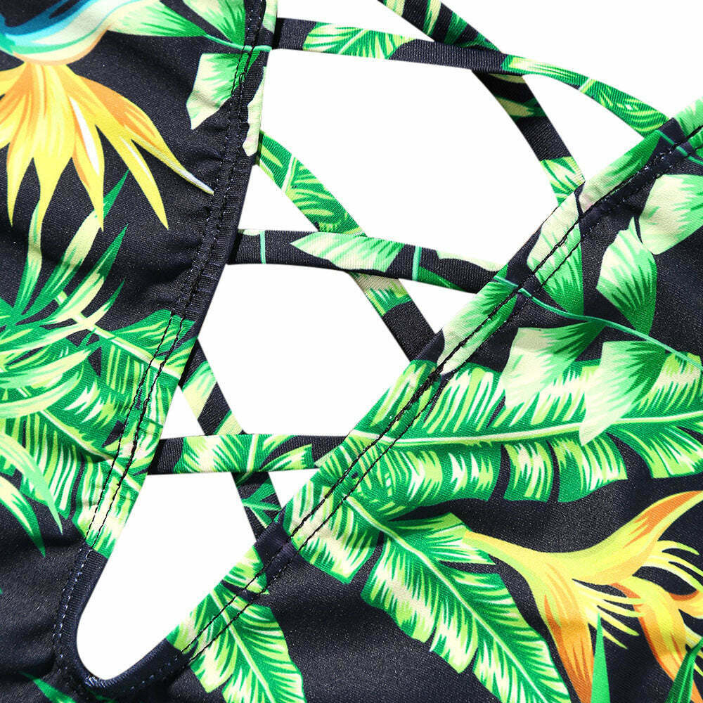 Y2K Aesthetic Leaf Thong Swimsuit Y2K Aesthetic Leaf Thong Swimsuit