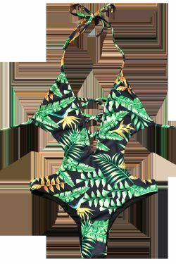Y2K Aesthetic Leaf Thong Swimsuit