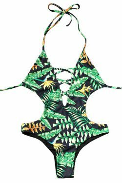 Y2K Aesthetic Leaf Thong Swimsuit