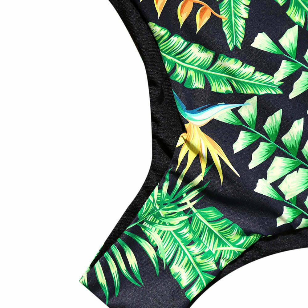 Y2K Aesthetic Leaf Thong Swimsuit Y2K Aesthetic Leaf Thong Swimsuit