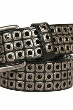 Y2K Aesthetic Leather Rivet Studded Belt for Women - Coquette Grunge Style Cargo Skirt Accessory